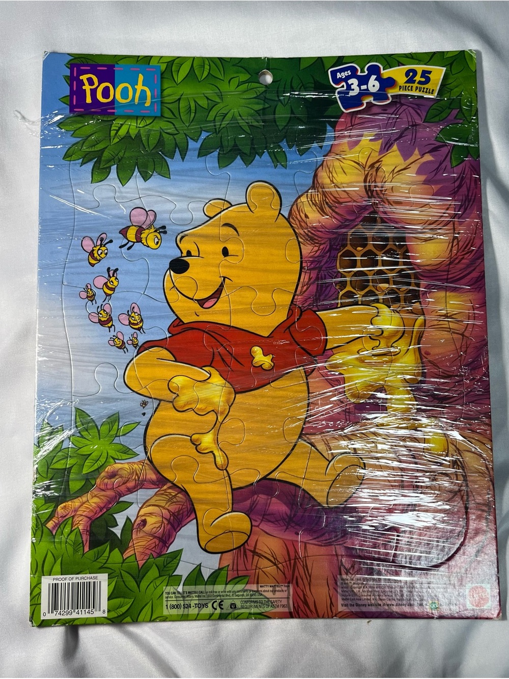 Vintage 1999 Winnie The Pooh Honey Tray Puzzle 25 Pc Mattel Cardboard‎ Rare